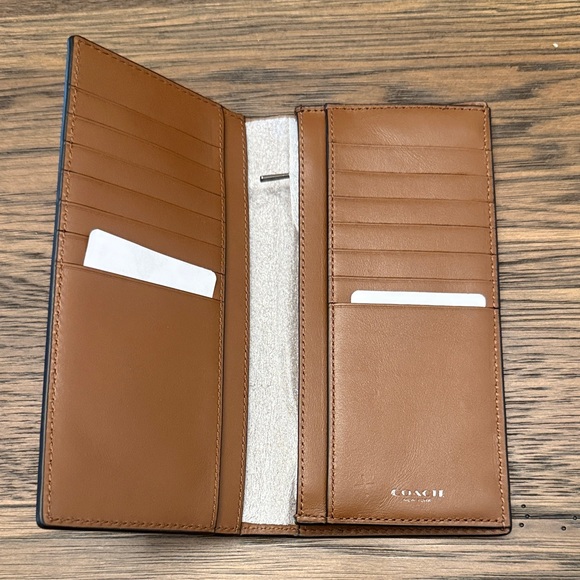 Coach Brown Croc-Embossed Leather Wallet - Picture 1 of 4